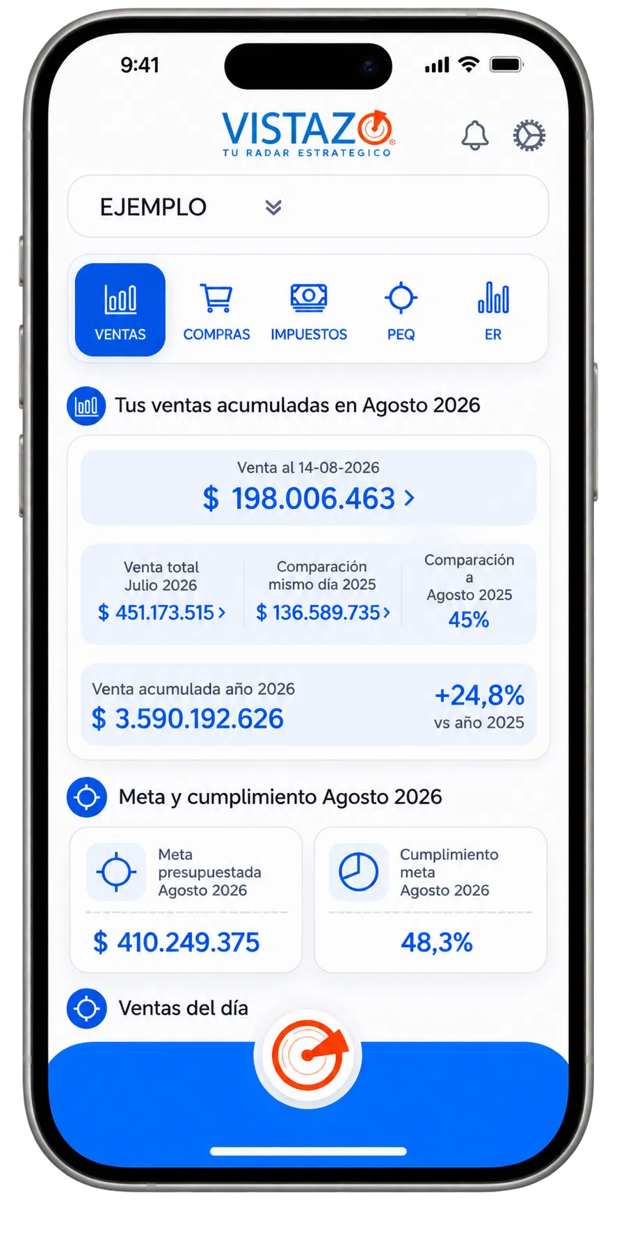 Pantalla real de la App Vistazo